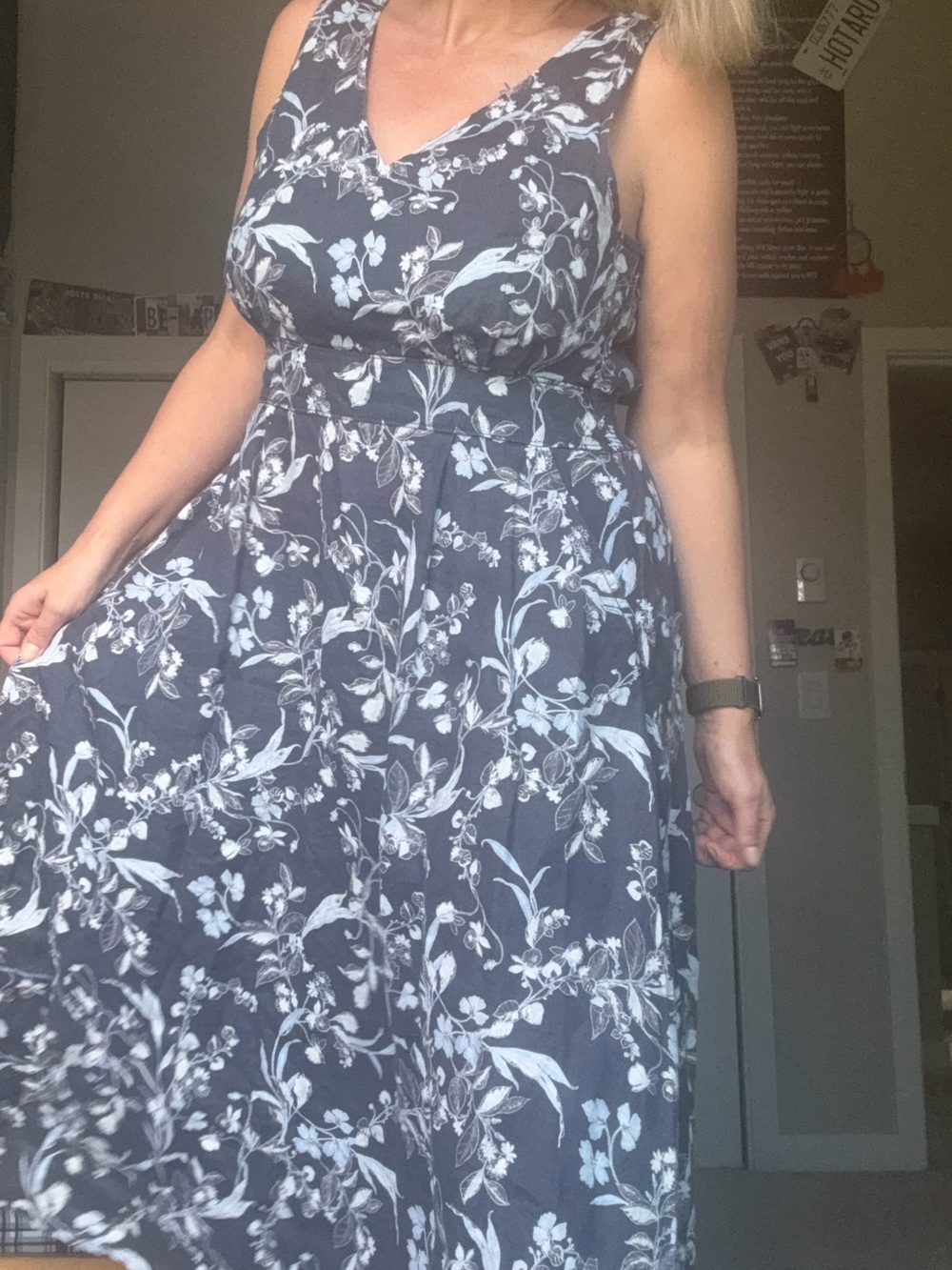C&C California 100% Linen Floral Fit & Flare Maxi Dress Size 12